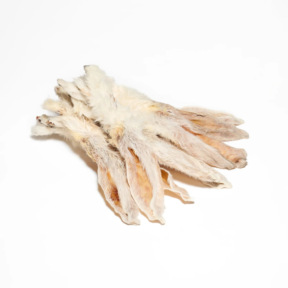 Oreilles de lapin avec poils pour chien, friandises de mastication naturelle
