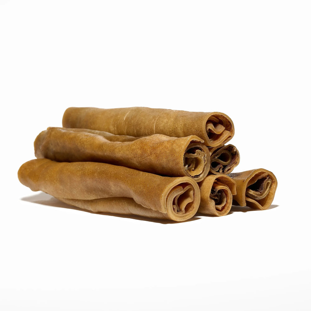 Peaux de boeuf roulées 30cm pour chien mastication naturelle