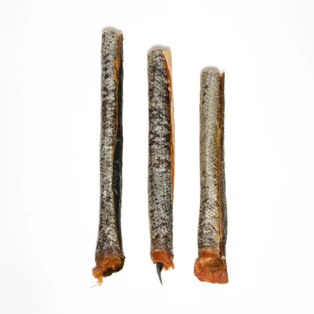 friandises peau de saumon avec chair pour chien